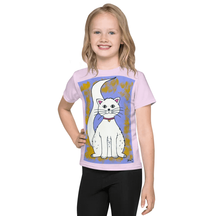 Cat (art by Dina R.) acrylic painting picture - Kids Crew Neck T-Shirt product image (1)