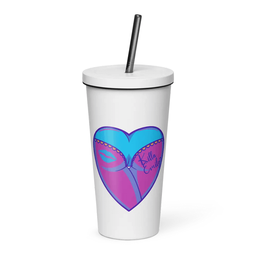 NEON KILLA EMMY HEART BUTT INSULATED TUMBLER WITH STRAW product image (1)