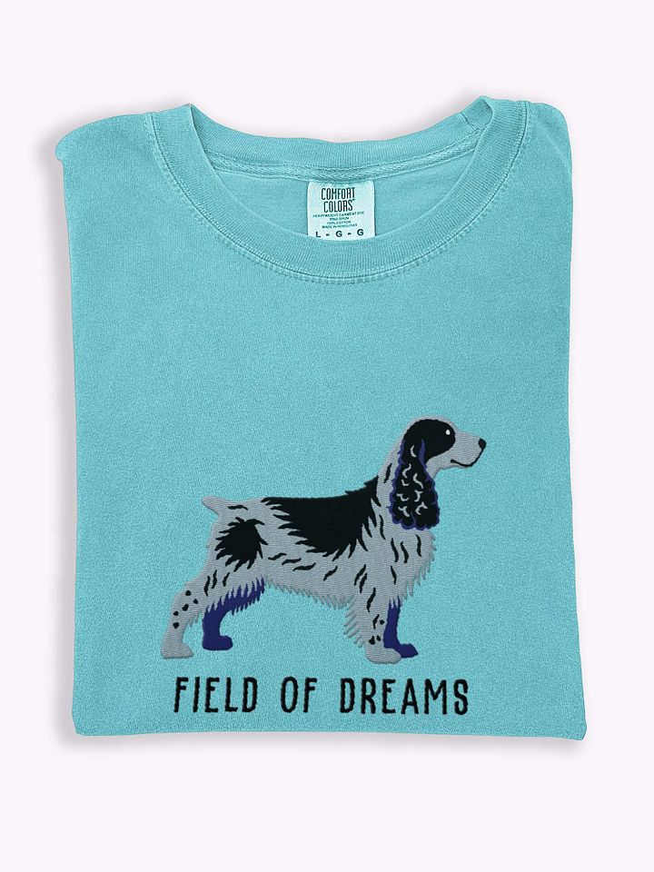Field of Dreams T-Shirt(Embroidered) of a Field Spaniel(Blue Roan) product image (1)