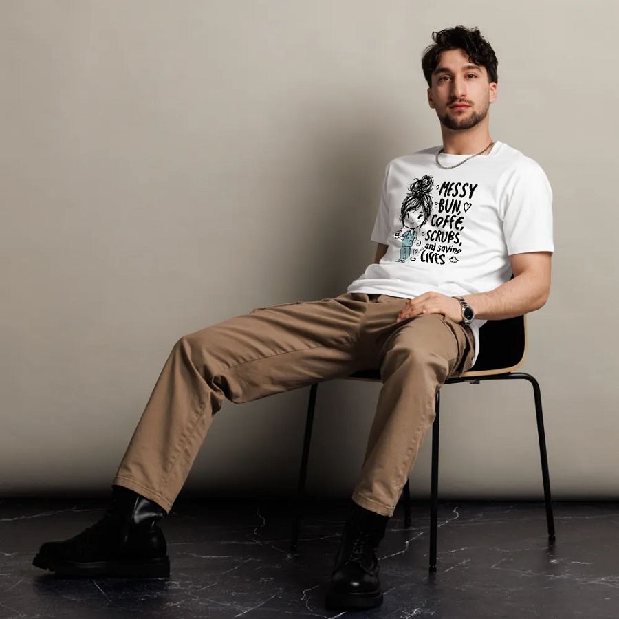 Messy Bun, Coffee, Scrubs & Saving Lives T-Shirt product image (5)