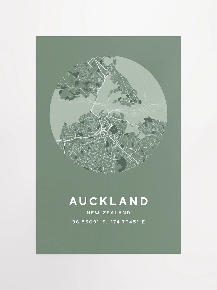 Auckland Street Map Poster – Sage Green Minimalist Circular City Art product image (4)