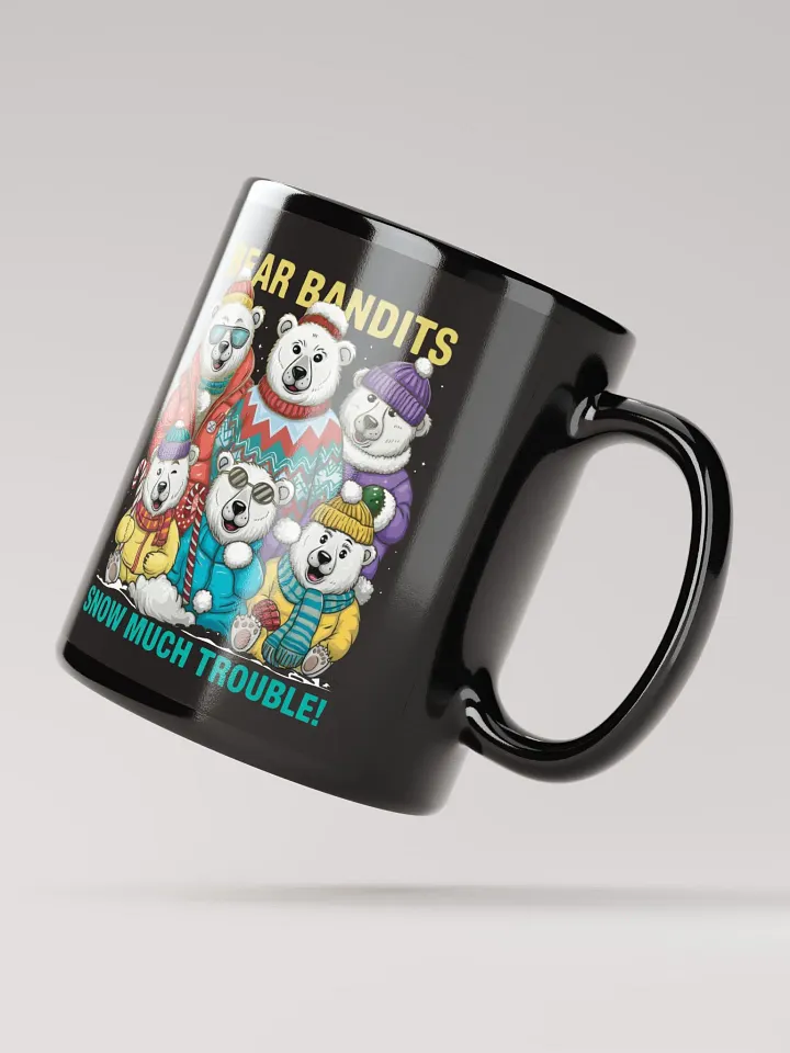 Bear Bandits of the North Black Glossy Mug – Playful Polar Bear Mug product image (3)