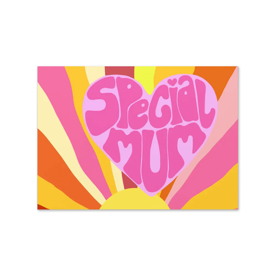 Special Mum pink retro landscape greetings card product image (9)