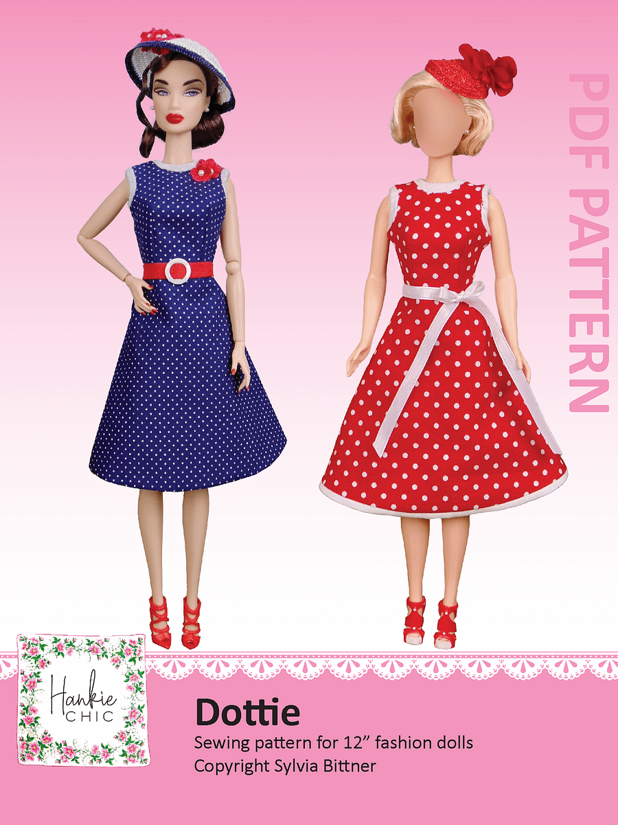 Dottie sewing pattern for 12" fashion dolls product image (1)