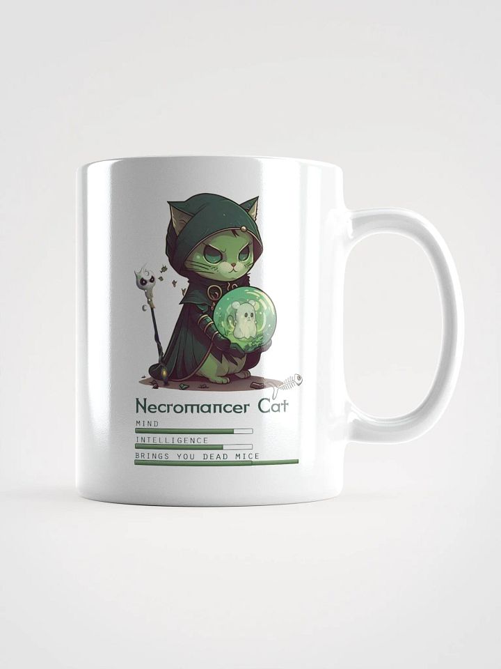RPG Necromancer Cat white ceramic mug 11oz 15oz 20oz for gamers and cat lovers product image (3)