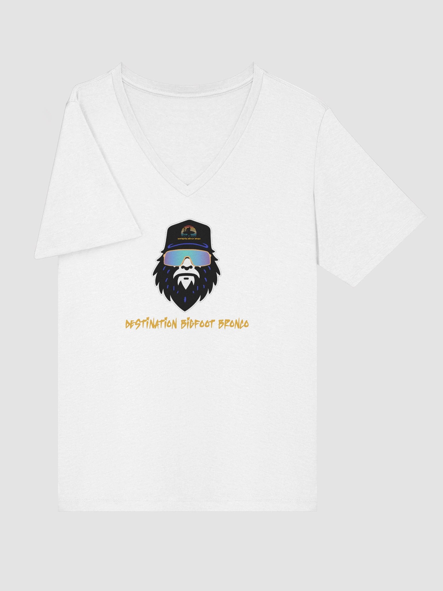 Destination Bigfoot Bronco Bigfoot Logo Bella+Canvas Women's Relaxed V-Neck T-Shirt (White) product image (5)