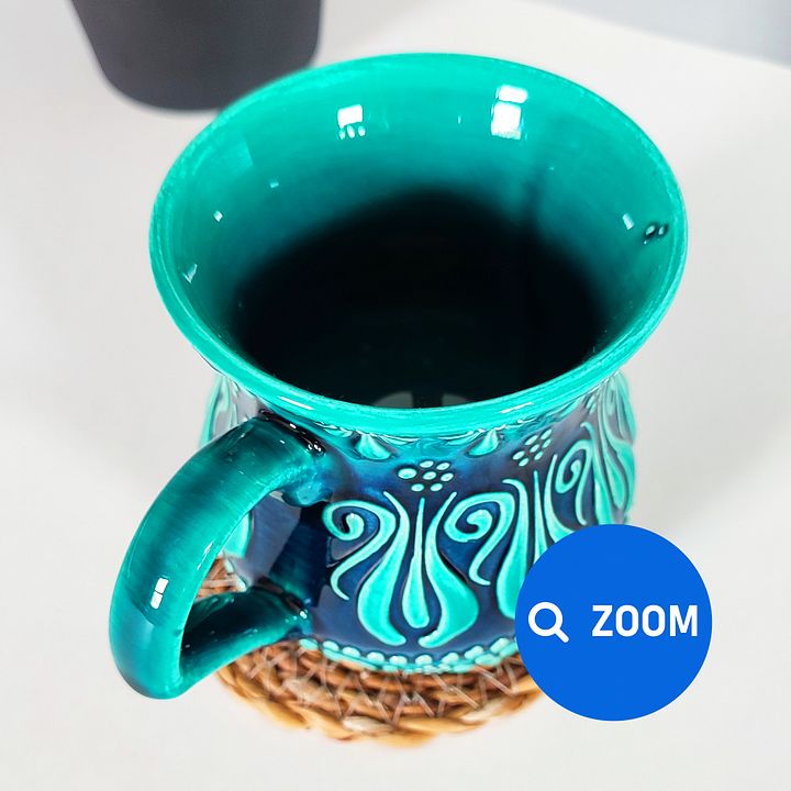 Ceramic milk/ayran cup, turquoise/green/emerald mug — handmade pottery, handmade ceramic product image (2)