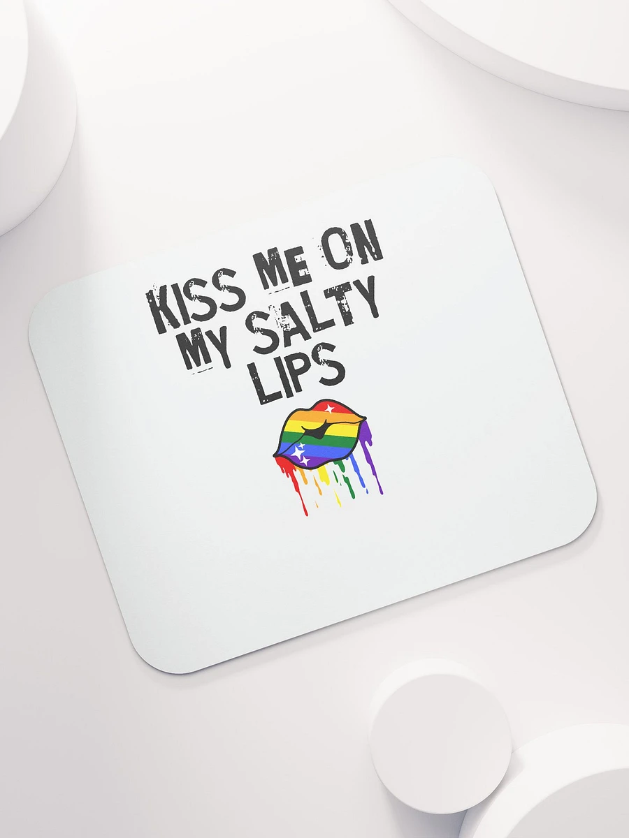 LGBTQ+ Mousemat Kiss Me On My Salty Lips Rainbow (white) product image (7)