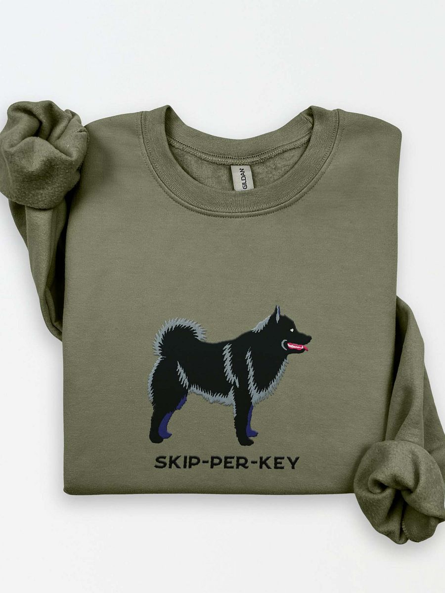 Skip-Per-Key Sweatshirt (Embroidered) of a Schipperke(Black) product image (1)