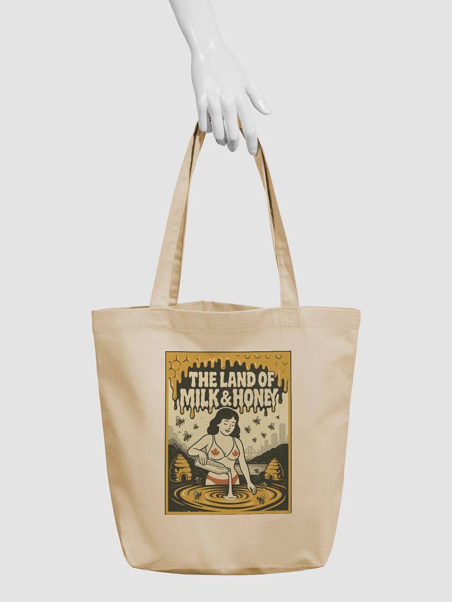 Cream "THE LAND OF MILK & HONEY" Organic Tote Bag product image (3)