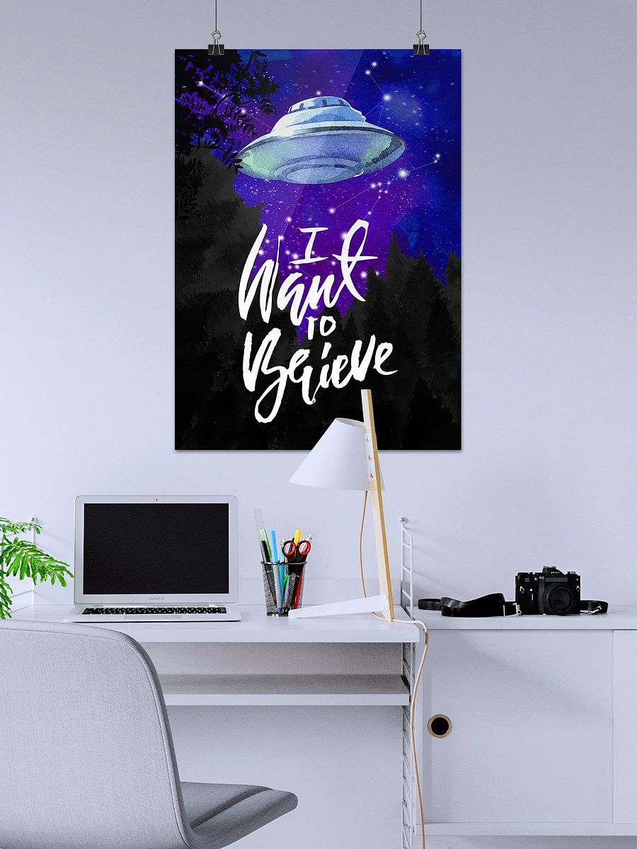 I want to believe / X-Files poster. Watercolor version — sci-fi poster, movie poster, space art print product image (2)