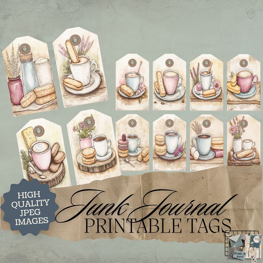 Coffee & Biscuits - Printable Tags V5 product image (1)