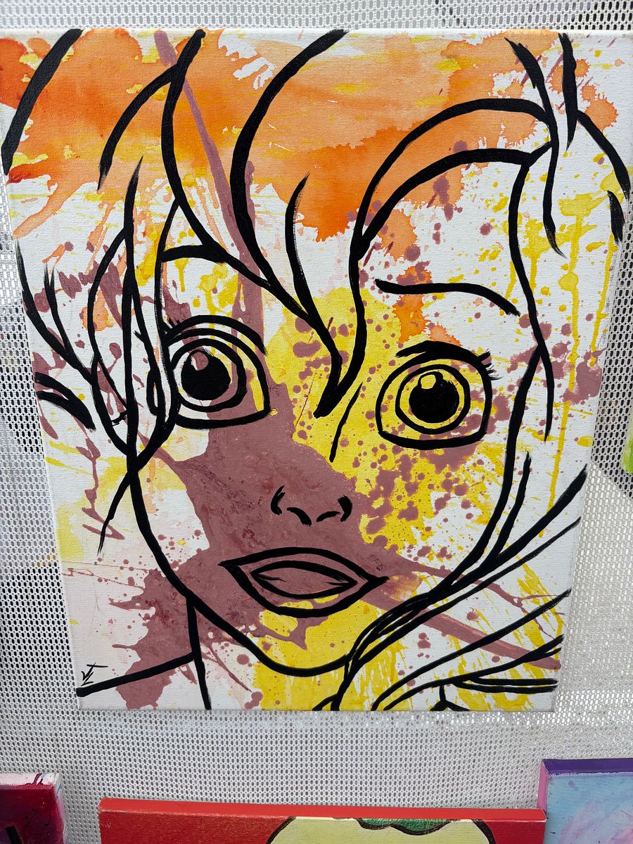 Hand painted 16x20 Mermaid Abstract Face Splatter product image (3)