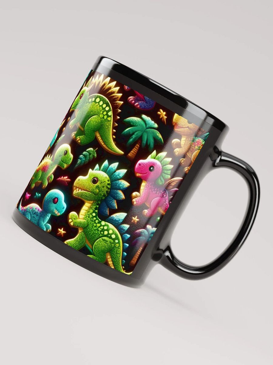 Neon Dino Paradise Black Glossy Mug product image (8)