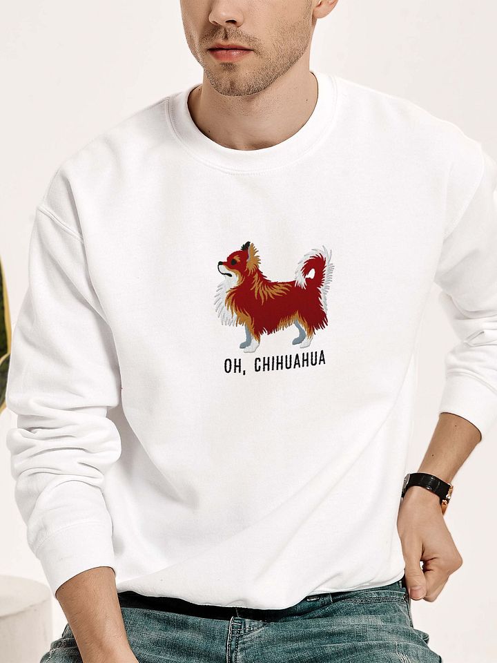 Oh, Chihuahua Sweatshirt (Embroidered) of a Longhaired Chihuahua(Chocolate Tricolor) product image (2)