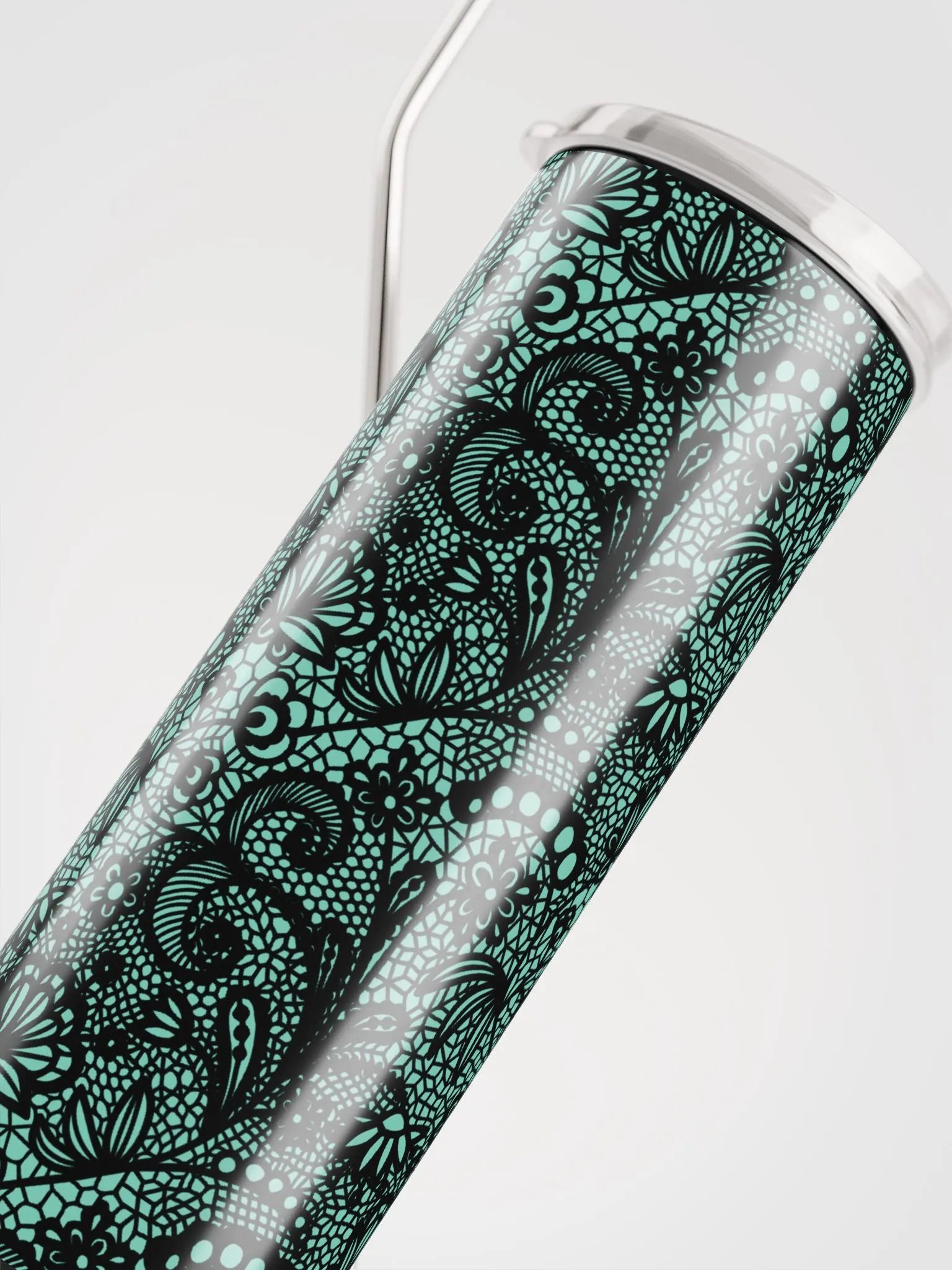 Elegant Lace-Inspired Stainless Steel Tumbler | Green & Black Design product image (5)