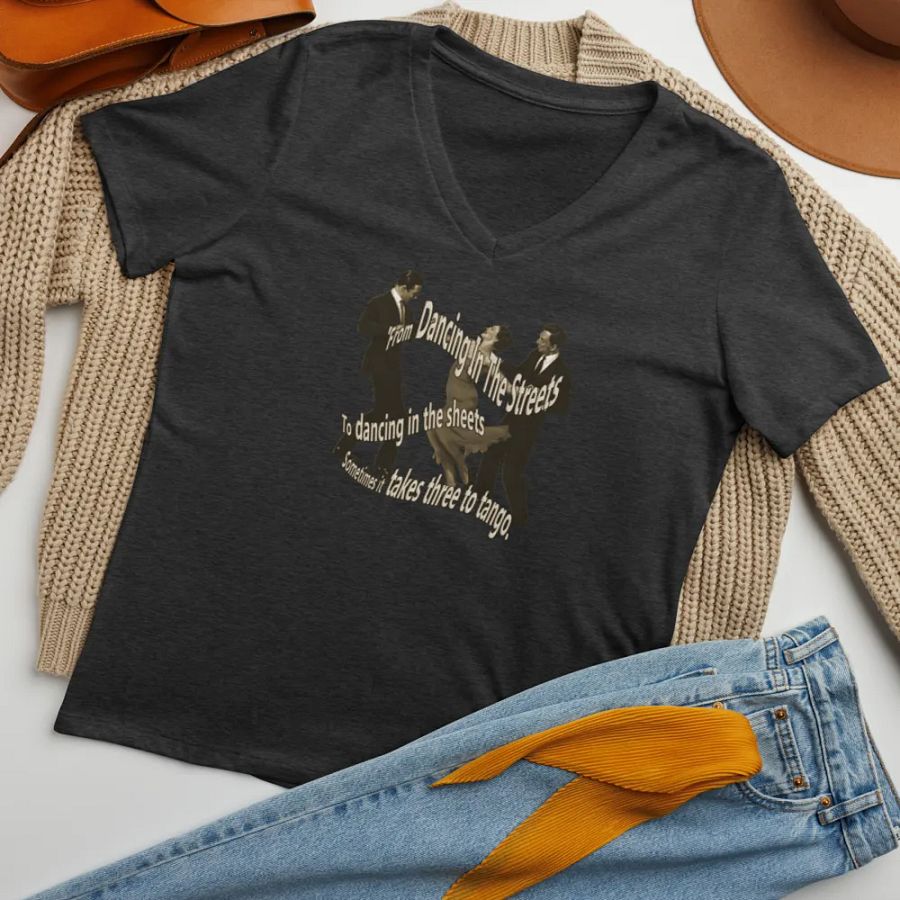 Three to Tango Swingers Threesome V neck women's T-shirt product image (9)
