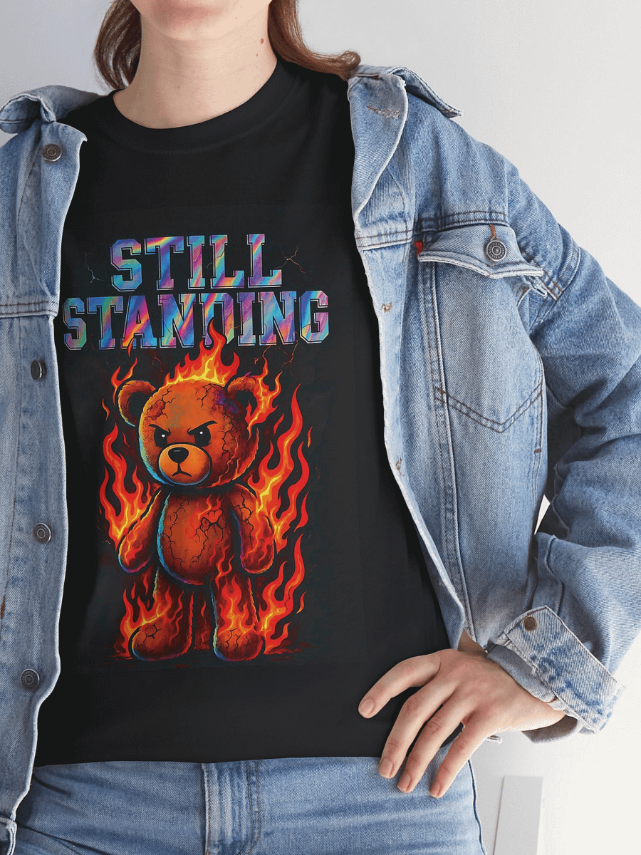Still Standing Fire Bear PNG – Angry Teddy Clipart for Shirts & Journals – Burnt Flame Teddy Design product image (4)