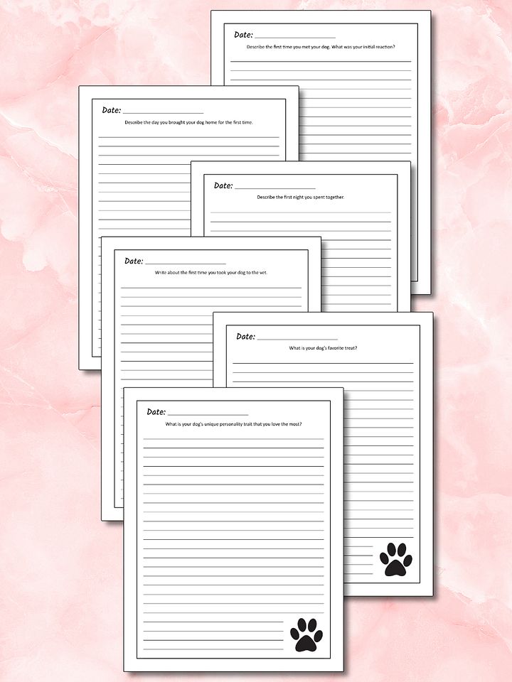 Printable Dog Memory Journal - Red Pawprint Heart product image (2)