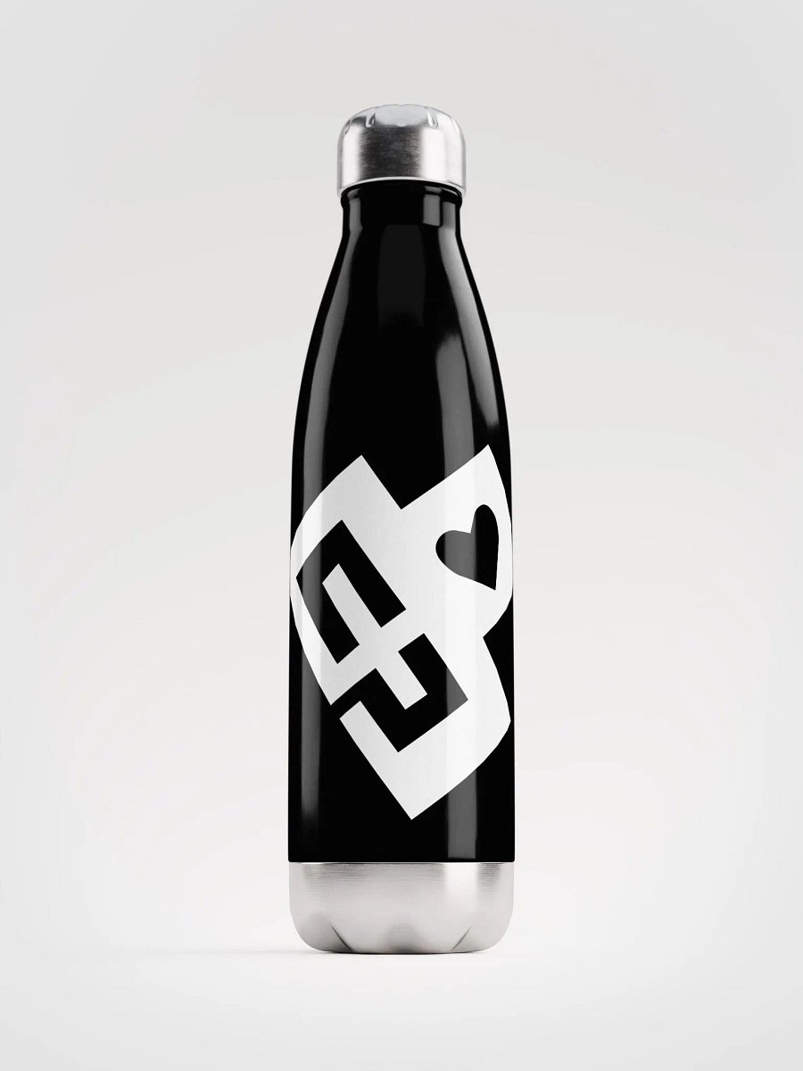 OptimusProcrastinus HeartChip Stainless Steel Water Bottle (White on Black) product image (1)