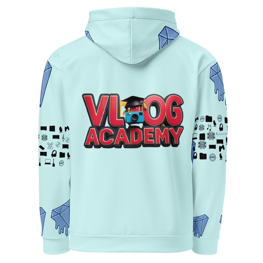 Light Blue Vlog Academy All-Over Print Recycled Unisex Hoodie product image (3)