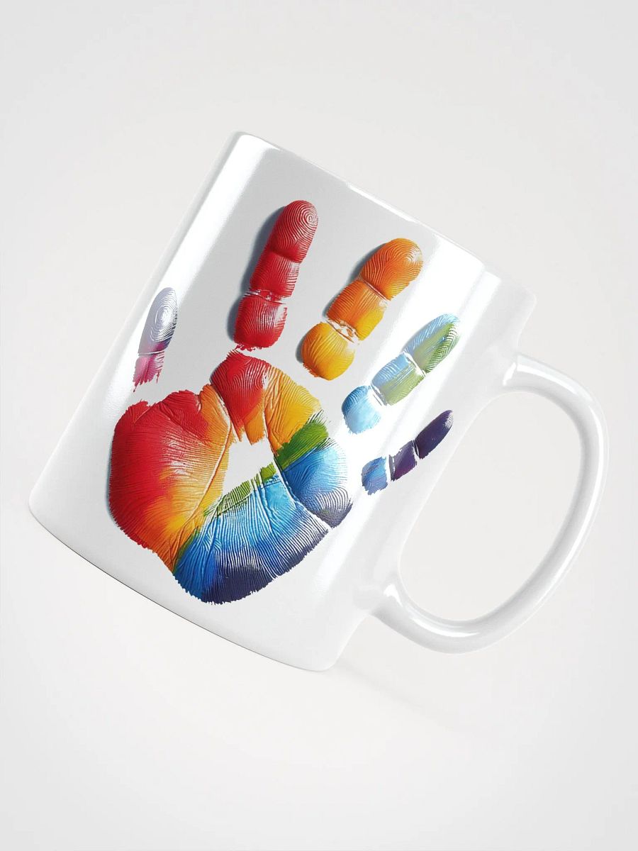 Rainbow Hand Print #Stylish Glossy White Mug product image (4)