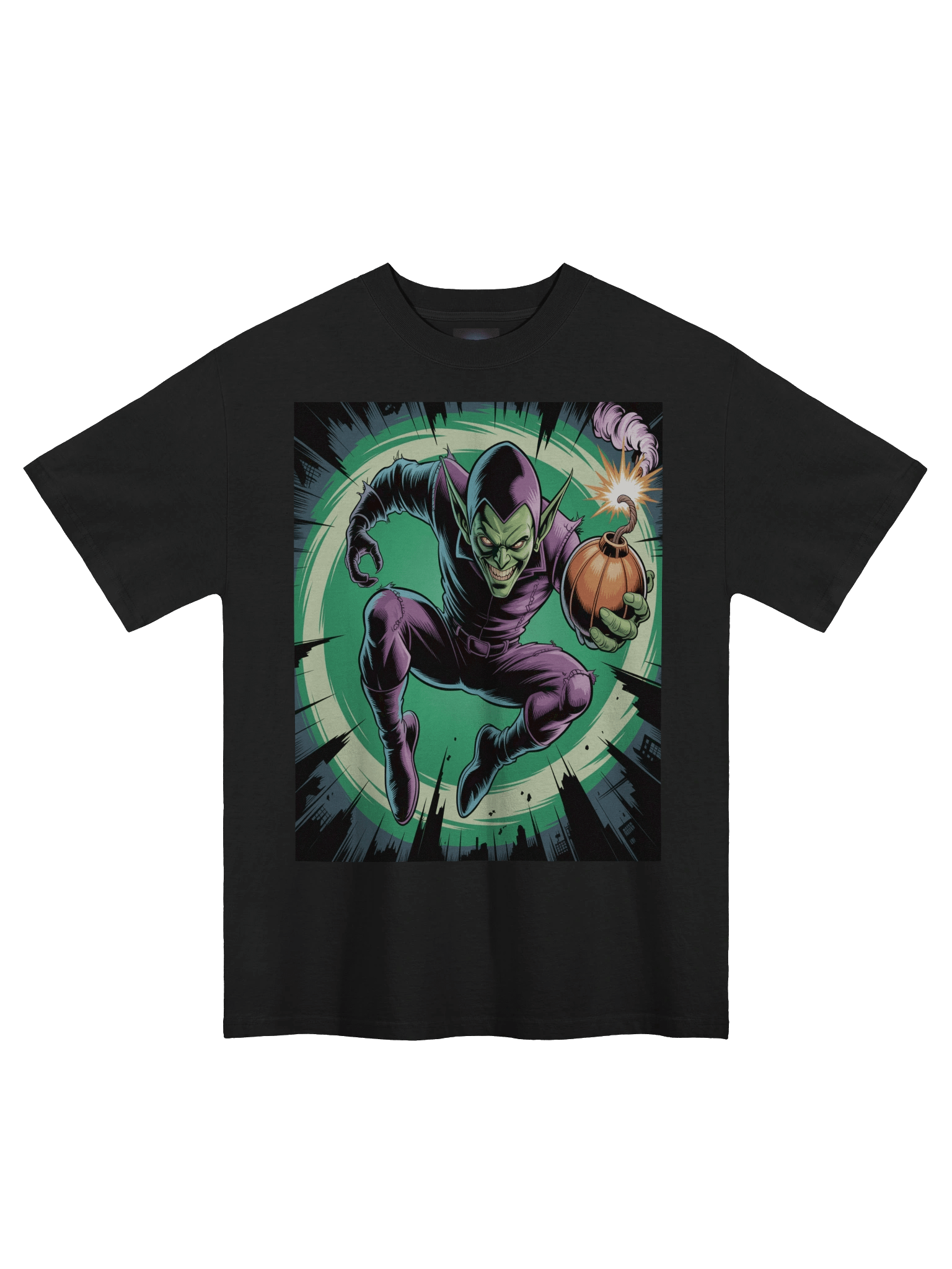 Green Goblin Pumpkin Blitz Oversized Faded T-Shirt – Goblin's Glider Gambit product image (3)