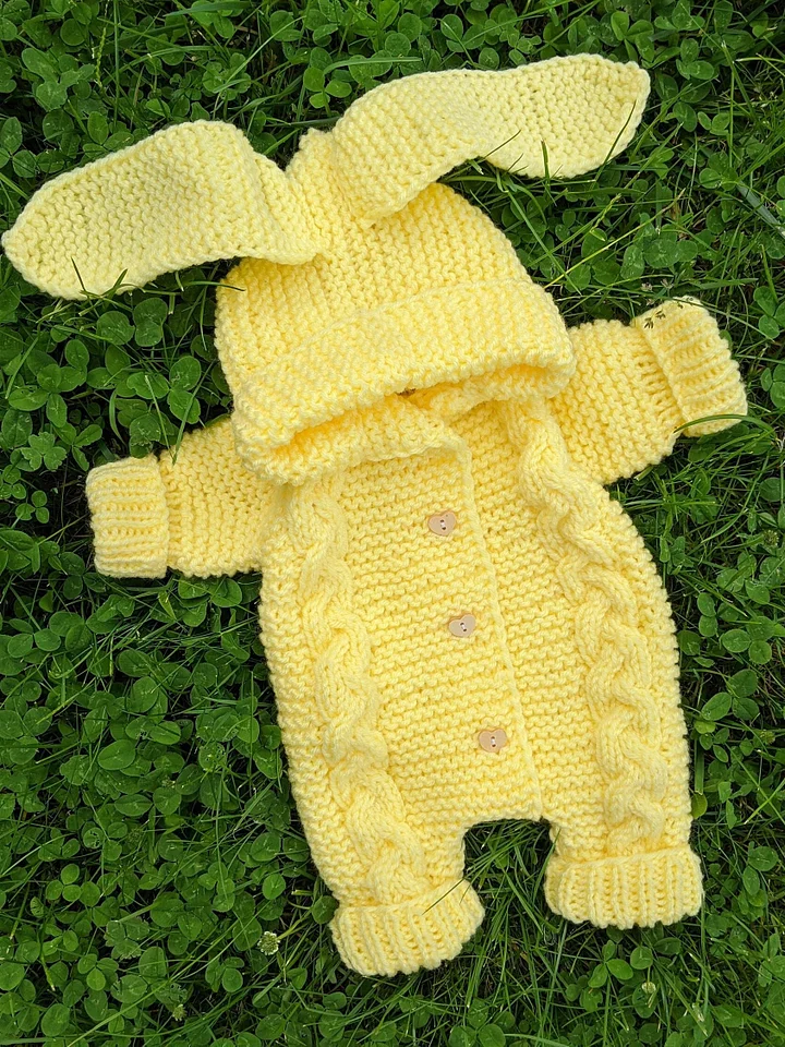 Doll Cable Knit Bunny Romper Knitting Pattern product image (1)