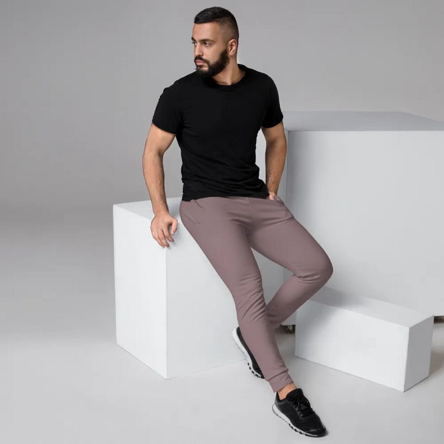 Plain Cool Purplish Brown Soft Summer Recycled Polyester Premium Men's Joggers by Treasure Pie product image (3)