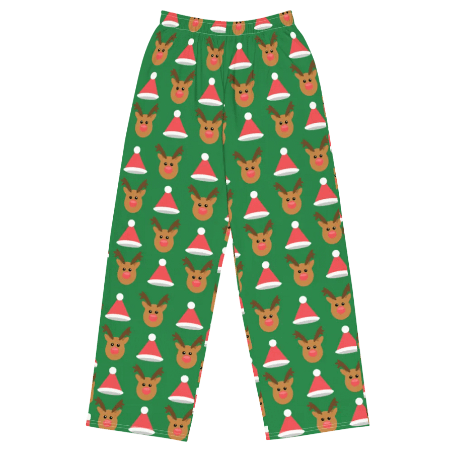 Festive Fusion Reindeer & Santa Hats Wide-Leg Pants product image (1)