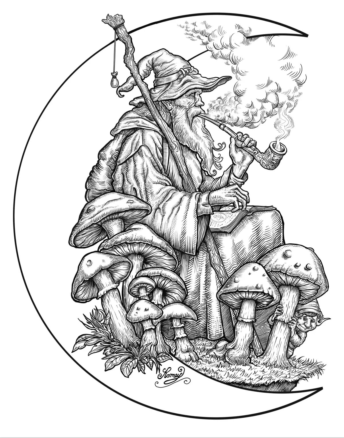 My newest completed work!  Had to step away from ink for just a minute and stretch my creative legs. Hope you dig it!  #art #fantasyart #drawing #tattooart #digitalart #wizard #crosshatching 