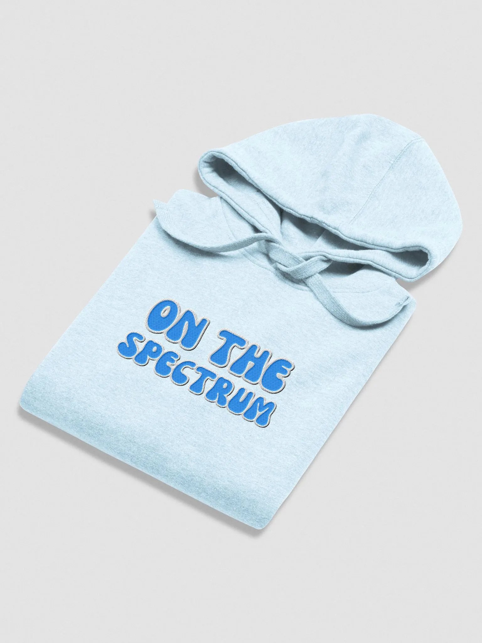 ON THE SPECTRUM lined design (lg., white and aqua) embroidered heavyweight hoodie product image (20)