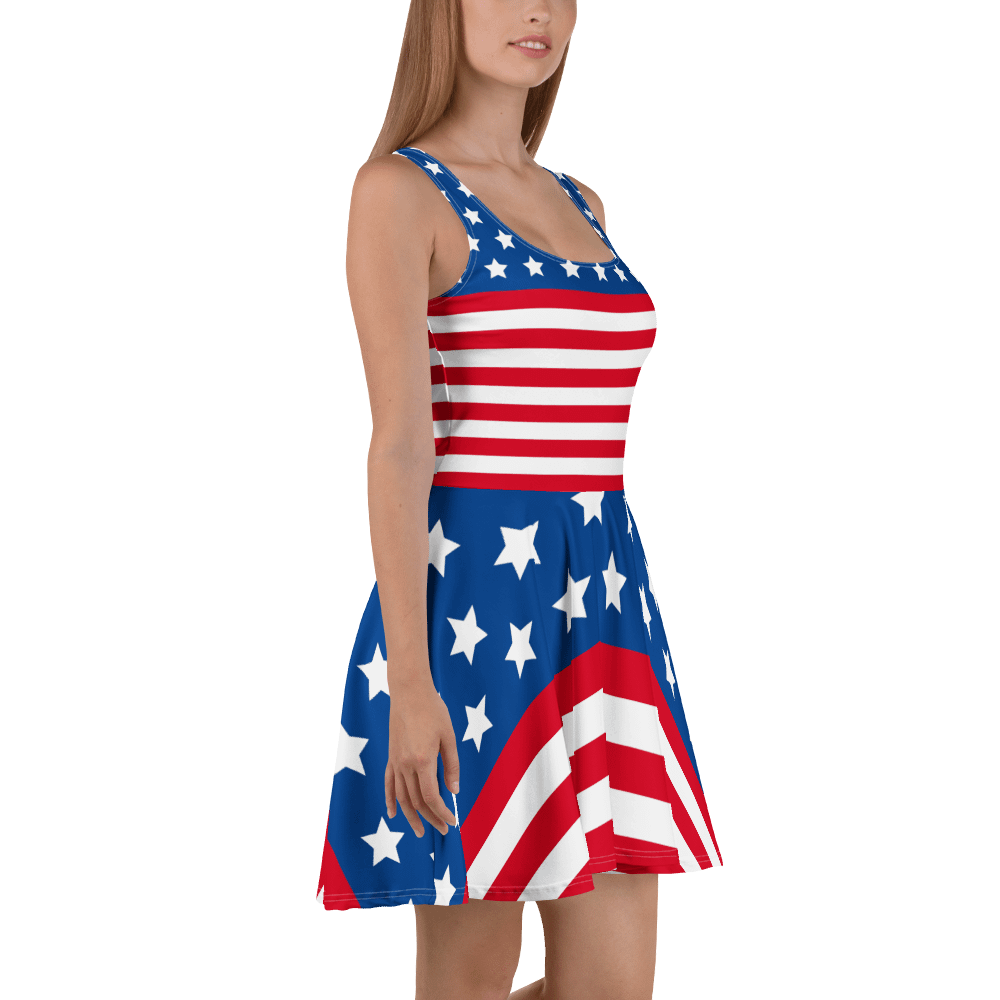 Patriotic American Flag Skater Dress - All-Over Print Design product image (3)