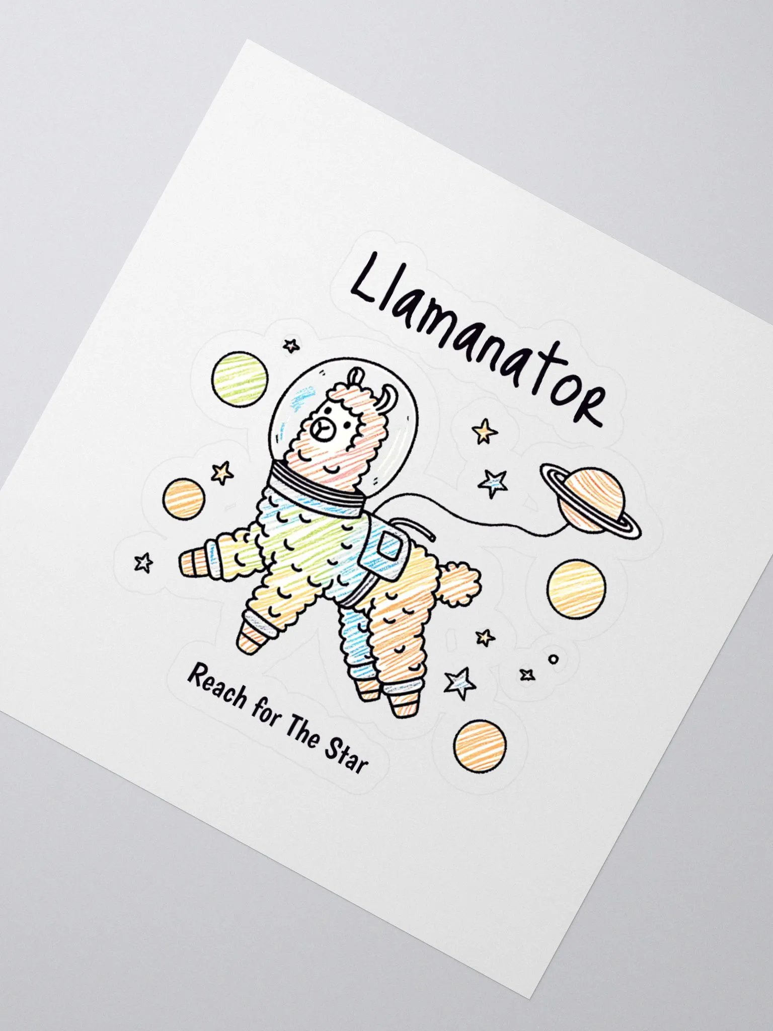 Llamanator reach for the star llama joke cute sticker product image (2)