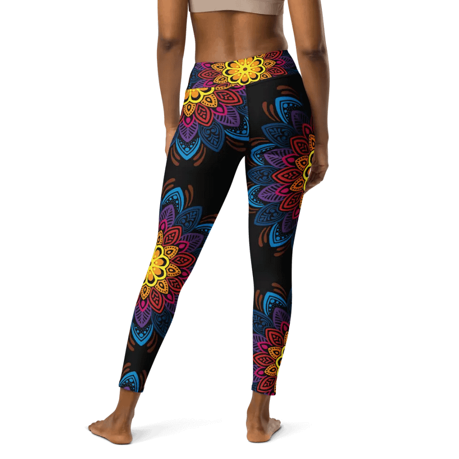 Mandala Burst High-Waist Yoga Leggings - Vibrant Floral Artistry product image (3)