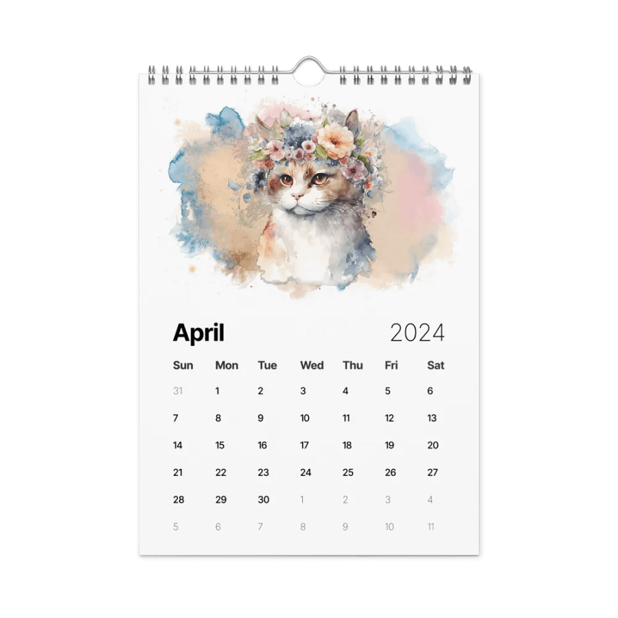 Watercolor Cats 2024 Wall Calendar, 12 Month product image (7)