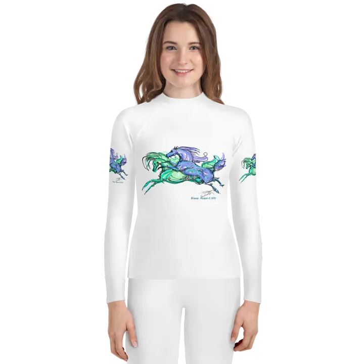 Staceys Galloping Horses Youth Rash Guard product image (1)