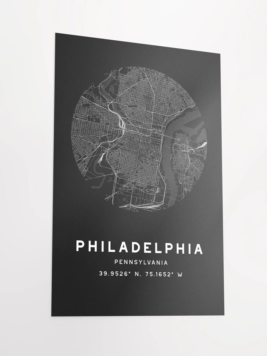 Philadelphia Street Map Poster – Black Minimalist Circular City Art product image (4)