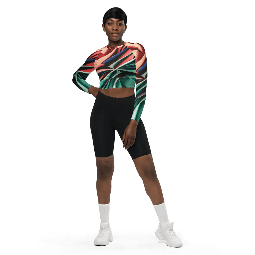 TDS Music Recycled Long Sleeve Crop Top - Eco-Friendly with Vibrant Multicolour Print product image (1)