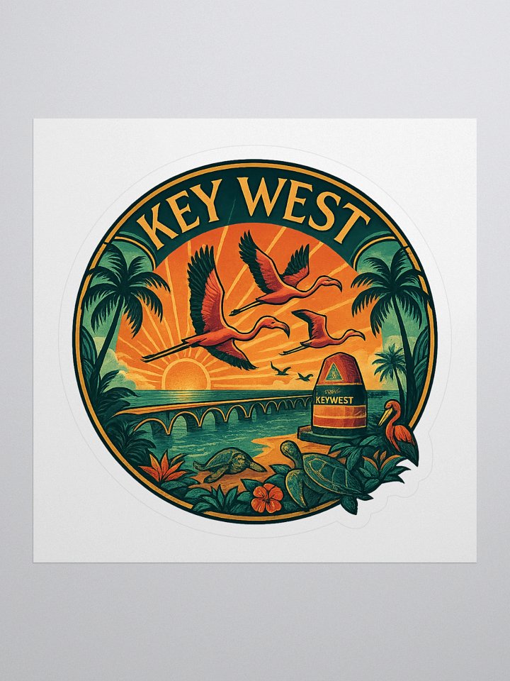 Kiss-Cut Key West Tropical Sticker with Southernmost Point Buoy product image (2)