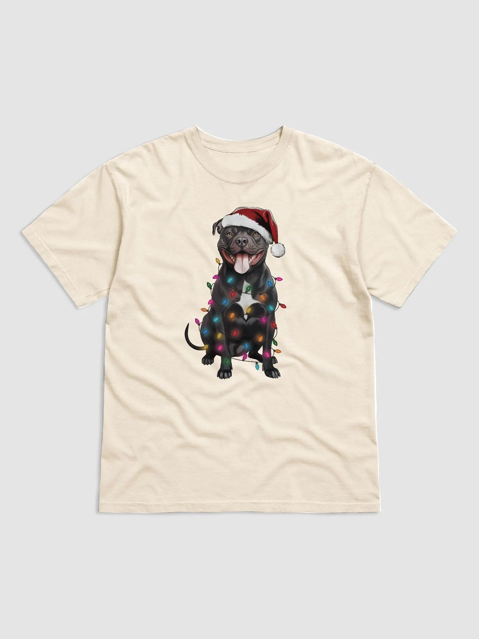 Funny Pitbull Terrier(Black) Christmas T-Shirt for Pittie Paw-rents product image (19)