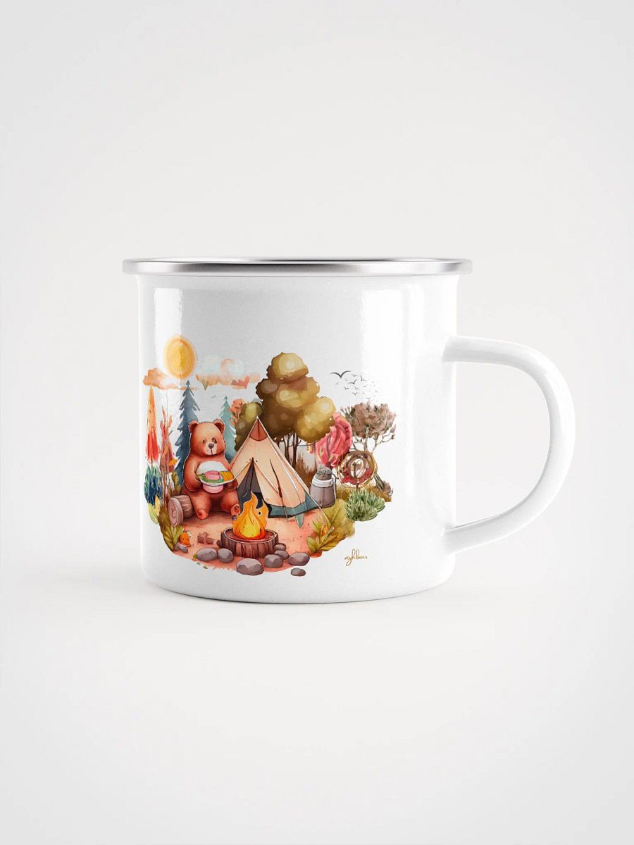 Minimalist Camping Bear Enamel Mug | Adventure-Inspired Drinkware product image (1)
