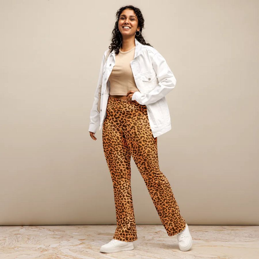 Brown Leopard Print Flare Leggings product image (9)