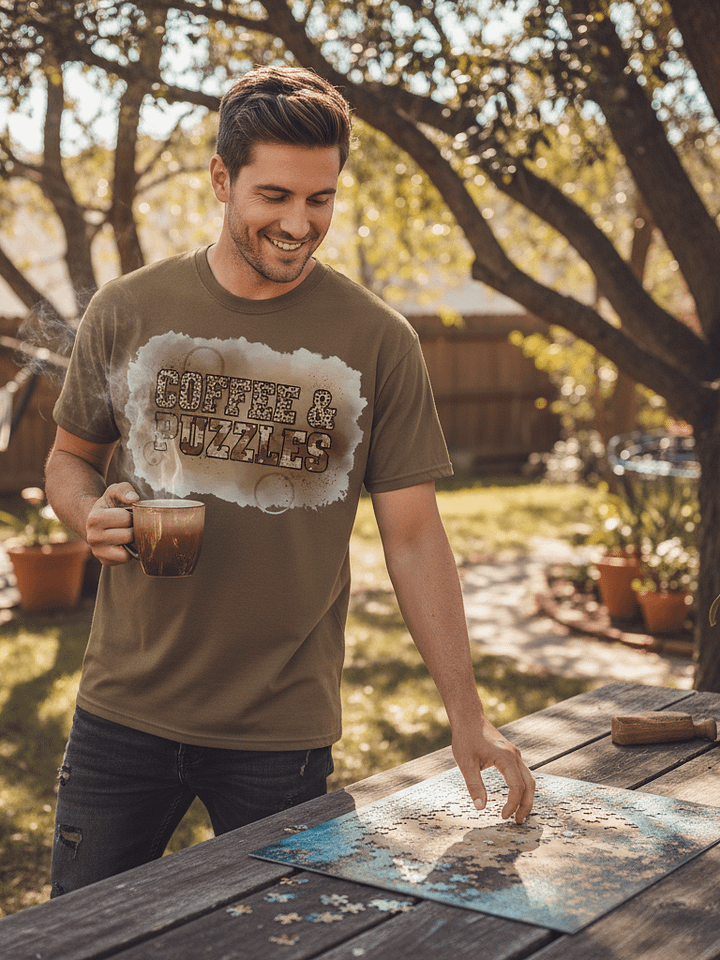 Coffee & Puzzles Rustic T-Shirt product image (1)
