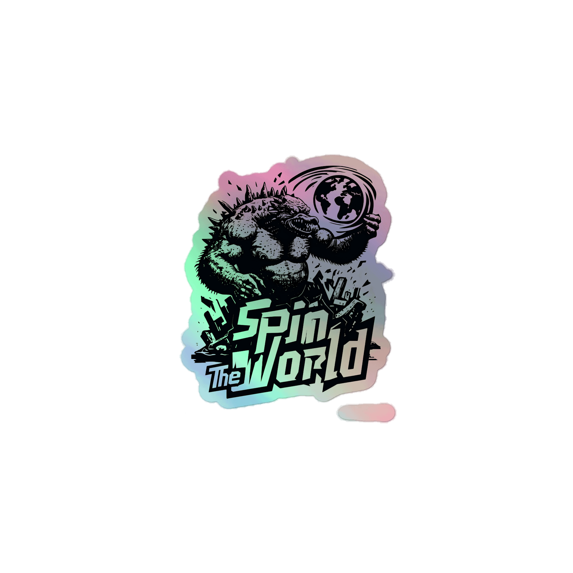 Dynamic Monster Spins the Globe Holographic Sticker product image (1)
