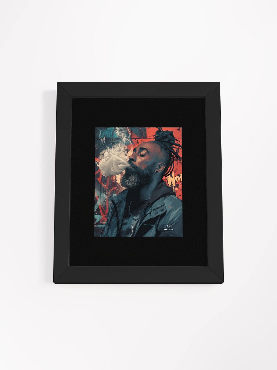 Stoner Wall Art – Black Man with Locs Smoking Weed – Framed Poster product image (2)