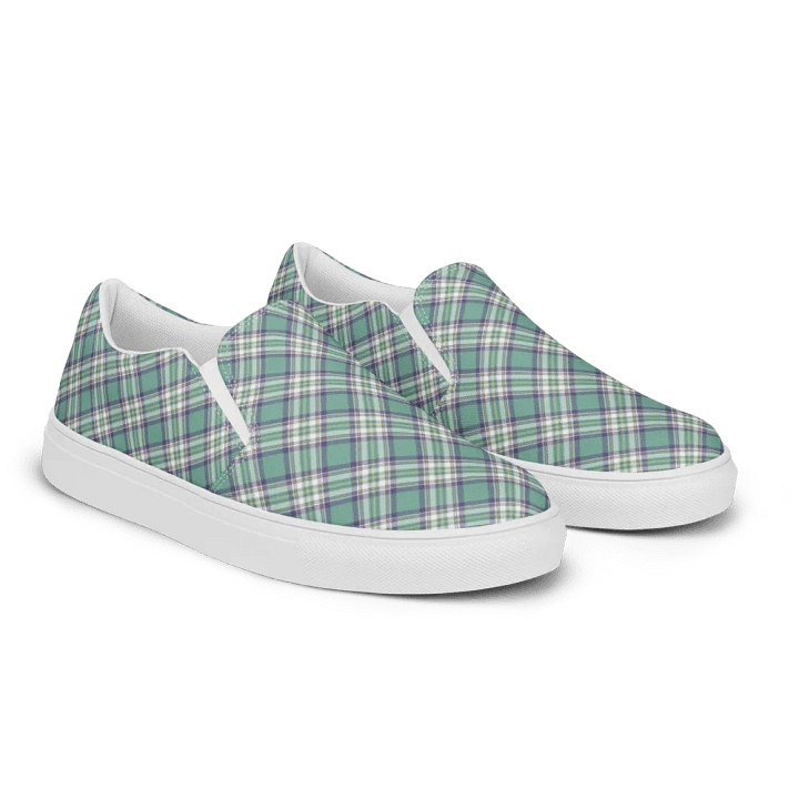 Light Green, Purple, and Yellow Plaid Women's Slip-On Shoes product image (2)