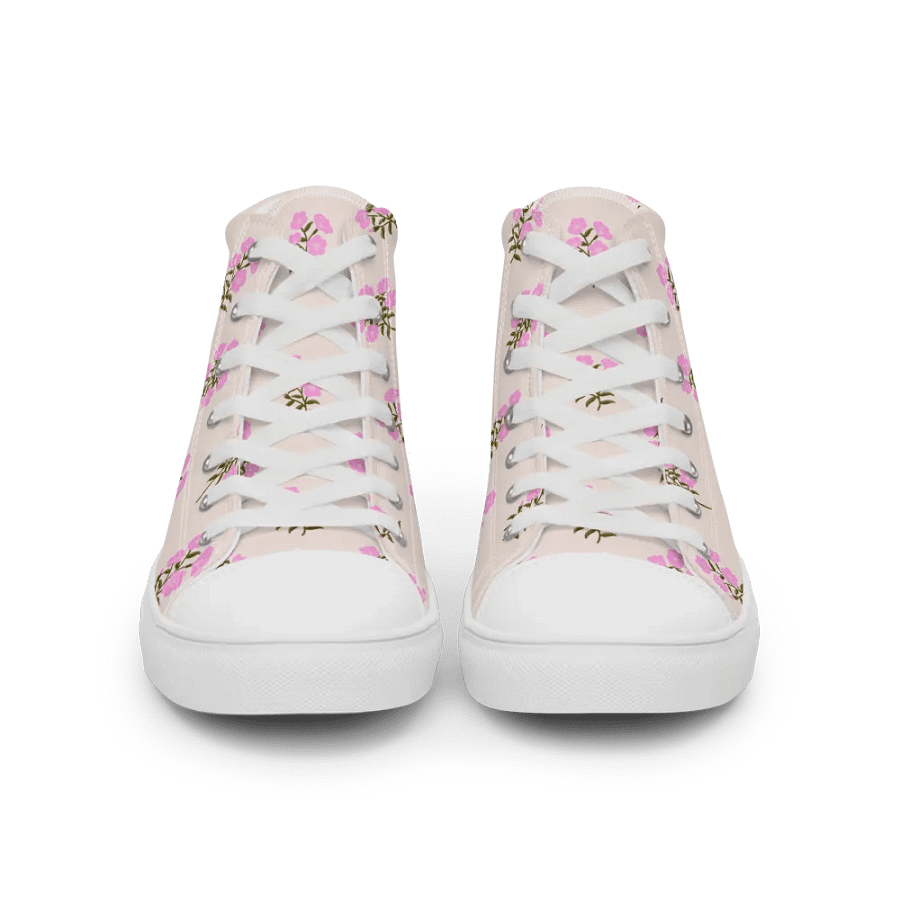 Alpine Cascade - Pink and Forest Green - Women High Top Canvas Shoes product image (4)