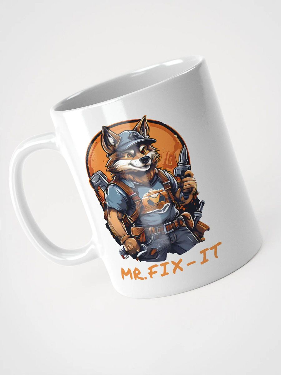 Mr. Fix-It Funny Cartoon Wolf Handyman White Glossy Mug - Unique Two-Sided Print Gift for DIY Enthusiasts product image (7)