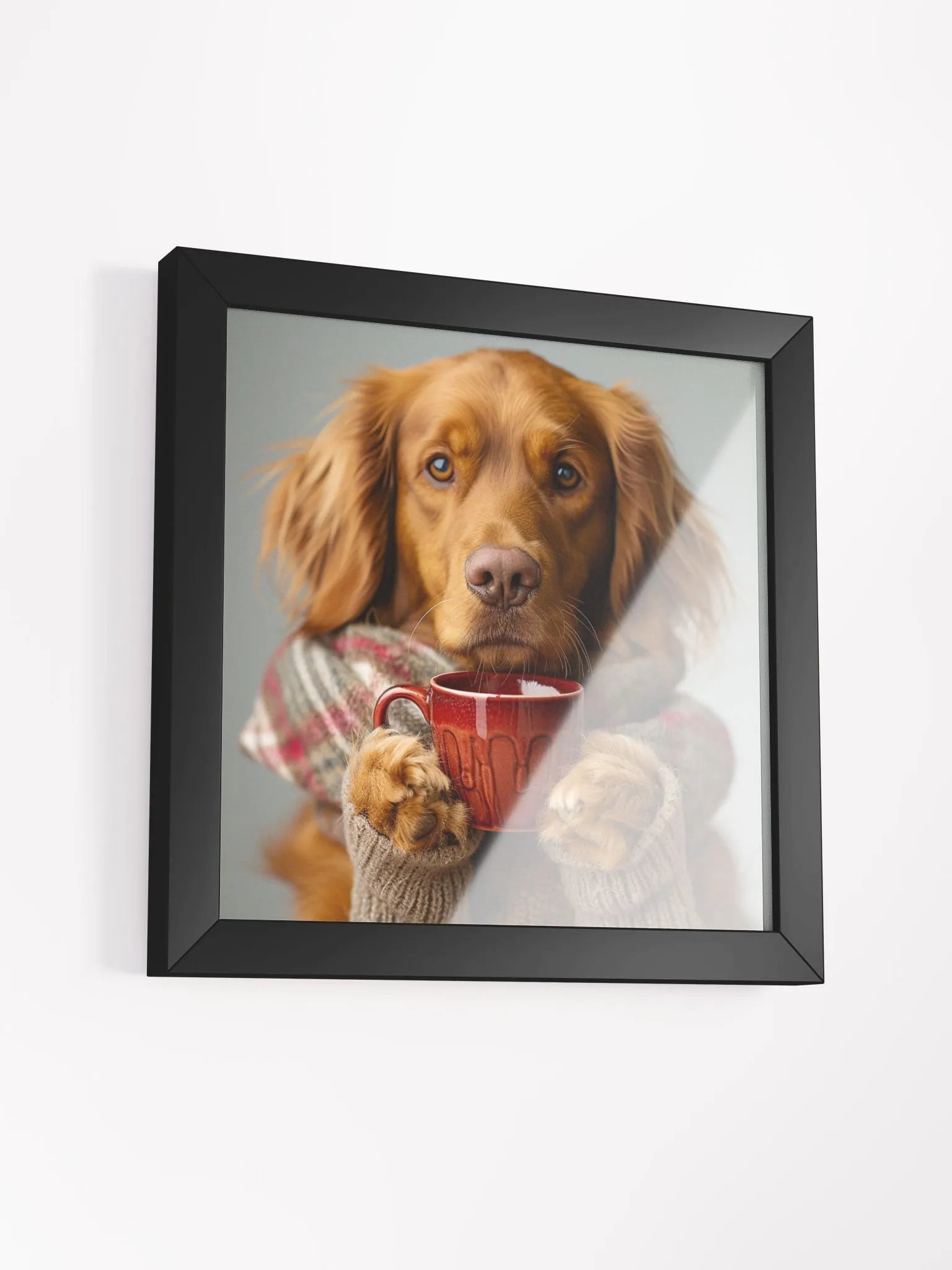Coffee Lover Cute Irish Setter Dog Framed Wall Art product image (4)